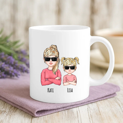 Weiße Tasse mit personalisiertem Spruch und Namen – individuelle Geschenkidee von Love & Faith