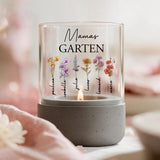 Personalisiertes Windlicht mit Namen und Blumen für Mama und Oma
