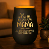 Personalisiertes Windlicht mit Gravur für Mama – Danke Mama – Motiv 2