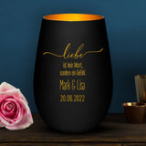 Personalisiertes Windlicht mit Gravur für Paare – Liebe ist kein Wort – Motiv 3