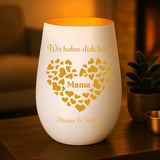 Personalisiertes Windlicht mit Gravur für Mama & Papa – Mamas Herz – Motiv 5