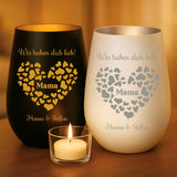 Personalisiertes Windlicht mit Gravur für Mama & Papa – Mamas Herz – Motiv 13