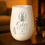 Personalisiertes Windlicht mit Gravur für Paare – Osterfeuer – Motiv 11