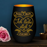 Personalisiertes Windlicht mit Gravur zum Jahrestag – Ich liebe Dich – Motiv 3