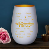 Personalisiertes Windlicht mit Gravur für die Familie – Weihnachten bei uns – Motiv 6