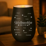 Personalisiertes Windlicht mit Gravur für die Familie – Weihnachten bei uns – Motiv 8