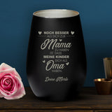 Personalisiertes schwarzes Windlicht mit silber graviertem Design - gefertigt von Love & Faith