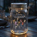 Personalisiertes LED Solarlicht mit Namen und Blumen für Mama – Mamas Garten – Motiv 2