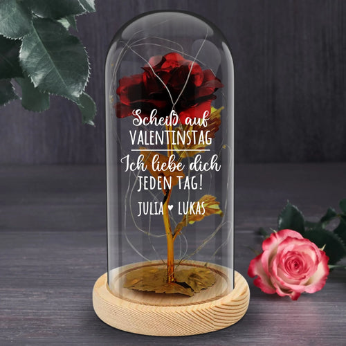 Personalisierte Goldene Rose mit Druck für Paare zum Valentinstag – Jeden Tag