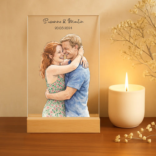 Personalisierter Acrylaufsteller mit Foto für Paare zum Jahrestag – Liebes Portrait