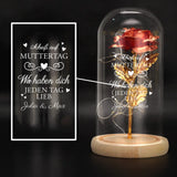 Personalisierte Ewige Rose in der Glaskuppel mit LED Licht personalisiert mit Namen zum Muttertag von Love & Faith