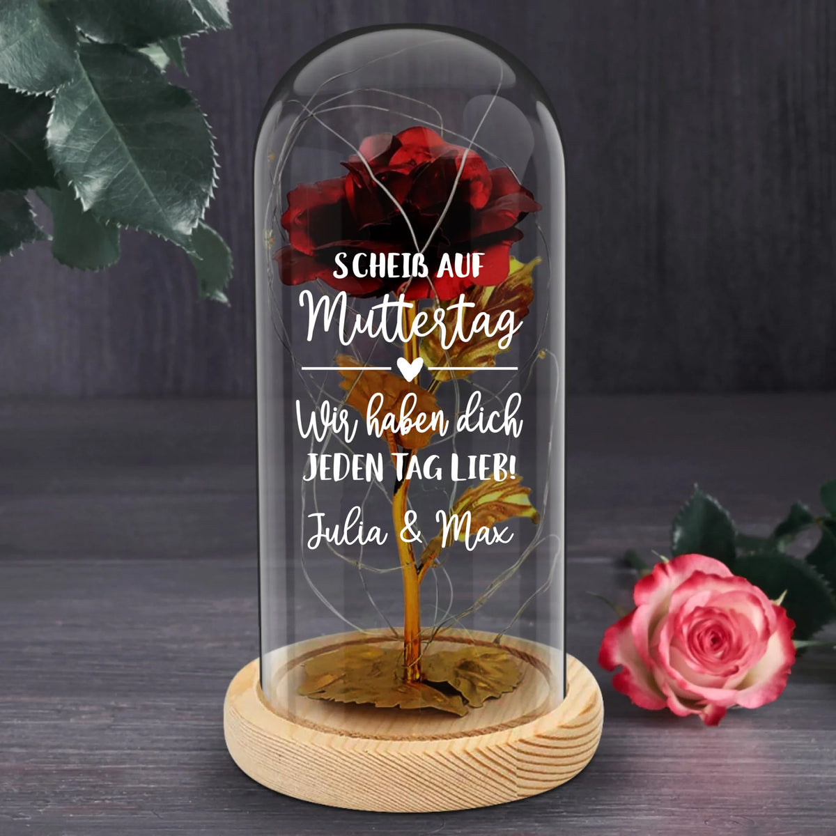 Personalisierte Goldene Rose mit Druck zum Muttertag für Mama – Zum Muttertag