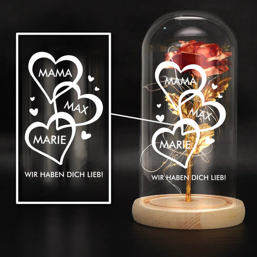 Personalisierte Goldene Rose mit Druck für Mama – Mamas Herzchen – Motiv 2