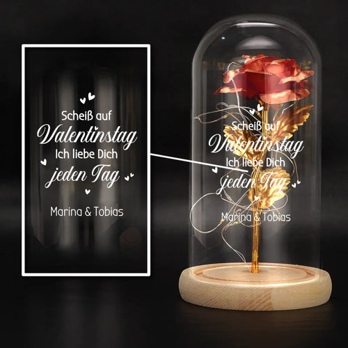 Personalisierte Goldene Rose mit LED-Licht für Paare zum Valentinstag – Valentinsgruß – Motiv 2