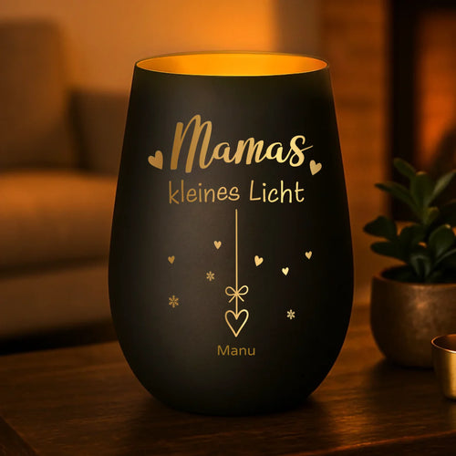 Personalisiertes Windlicht mit Gravur für Mama – Mamas kleine Lichter – Motiv 2