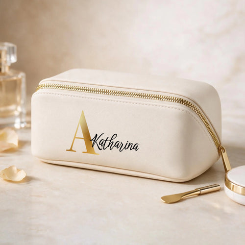 Personalisierte Premium Kosmetiktasche aus PU Leder mit Name
