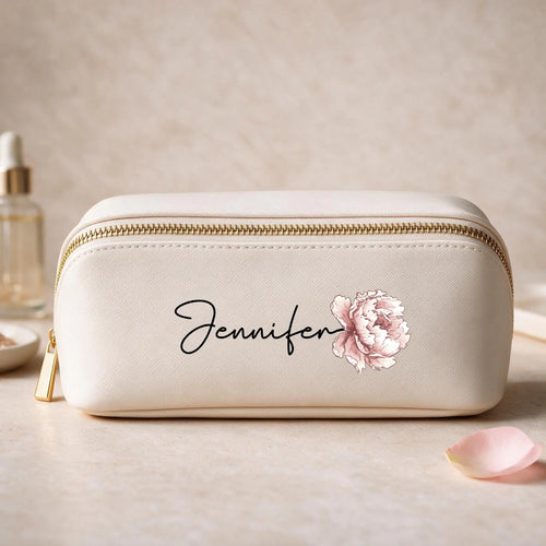 Personalisierte Premium Kosmetiktasche mit Name und Blume – Motiv 2