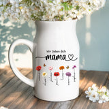 2 Personalisiertes Geschenk - Weiße Vase mit Henkel mit persönlichem Spruch und Namen