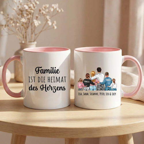 Personalisierte zweifarbige Tasse mit Namen für die Familie – Jeden Tag