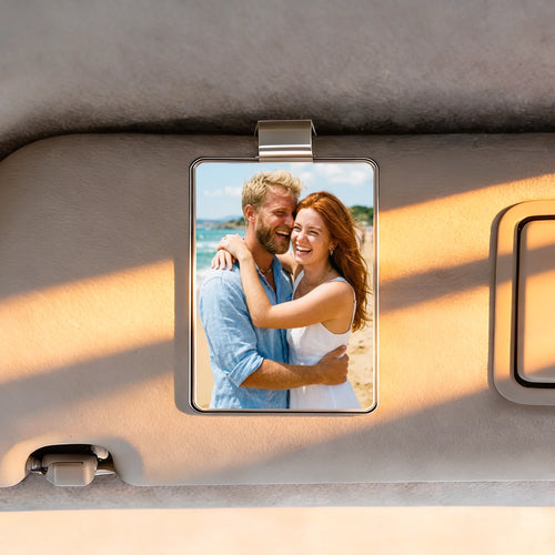 Personalisierter Acrylclip mit Foto für die Auto Sonnenblende – Foto