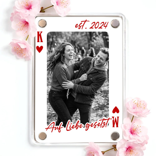 Personalisierter Kühlschrankmagnet für Partner mit Foto-Upload und Spruch von Love & Faith