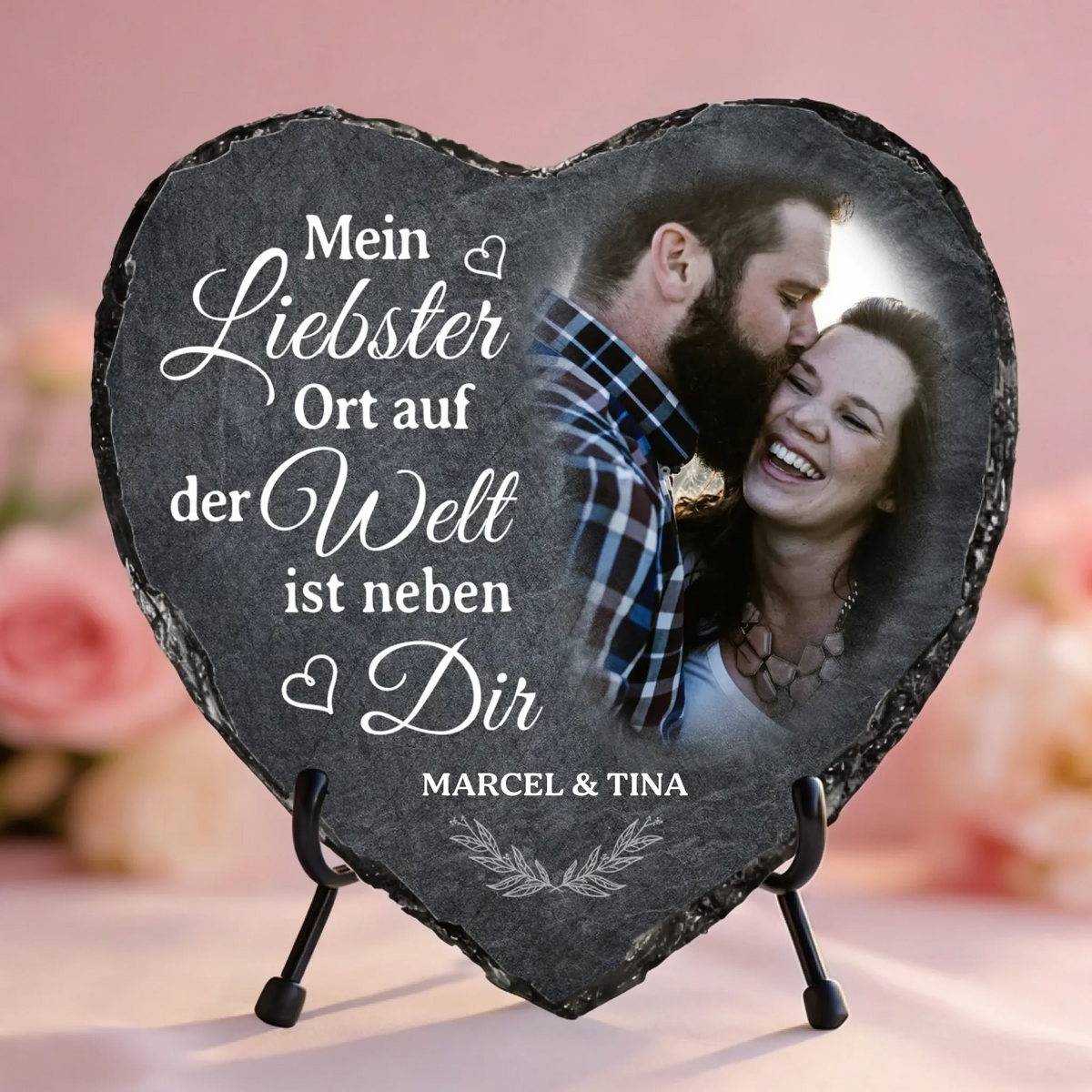 Personalisiertes Schieferherz Neben dir mit Gravur für Paare