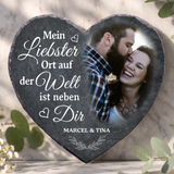 Personalisiertes Schieferherz Neben dir mit Gravur für Paare – Motiv 2