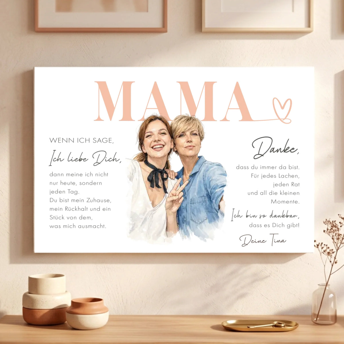 MAMA - Personalisierte Leinwand mit Wasserfarben-Effekt für Mama