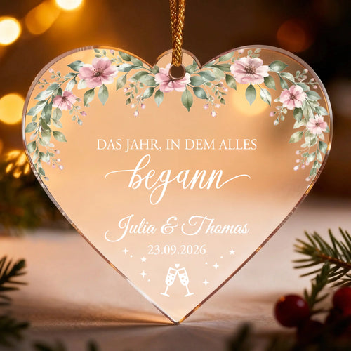 Personalisiertes Kristallornament mit Namen für Paare zur Verlobung – Verlobt – Motiv 2
