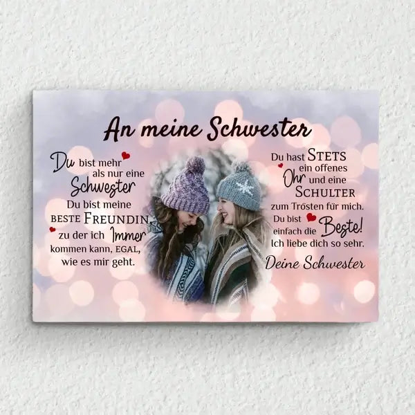 Personalisierte Leinwand an die Schwester