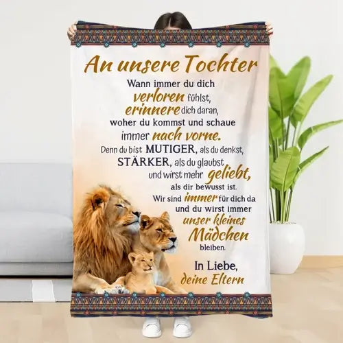 Kinderdecke personalisiert mit Spruch und Bild