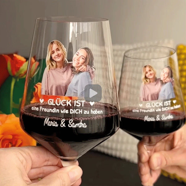 Besties - Bedrucktes Weinglas mit Foto für beste Freundinnen